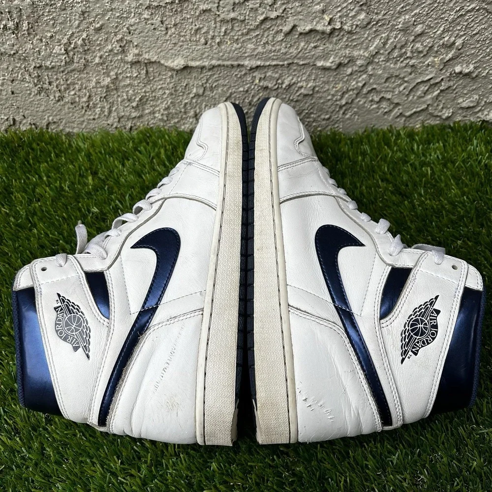 Jordan 1 Shoes Men Size 13 Retro OG High Metallic Navy White/Midnight Navy